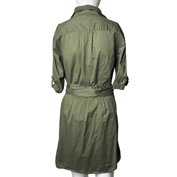 Bloomingdale's Button Down Utility Mini Dress Green Size Medium - Picture 3 of 3
